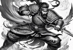 A warrior fighting by him self tattoo idea