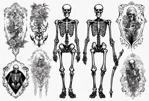 Tall creepy Skeletal figure tattoo idea