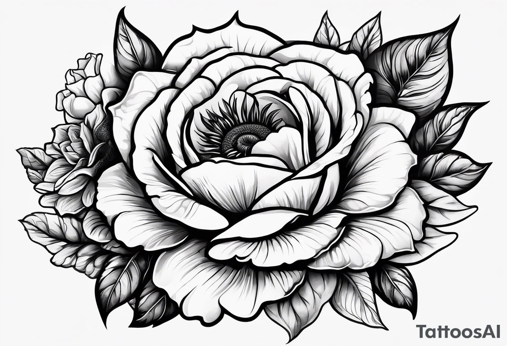 animal flower rose, sunflower, tattoo idea