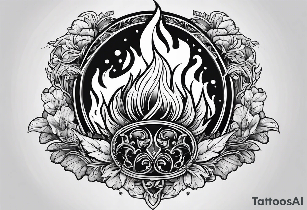 A hand holding fire tattoo idea