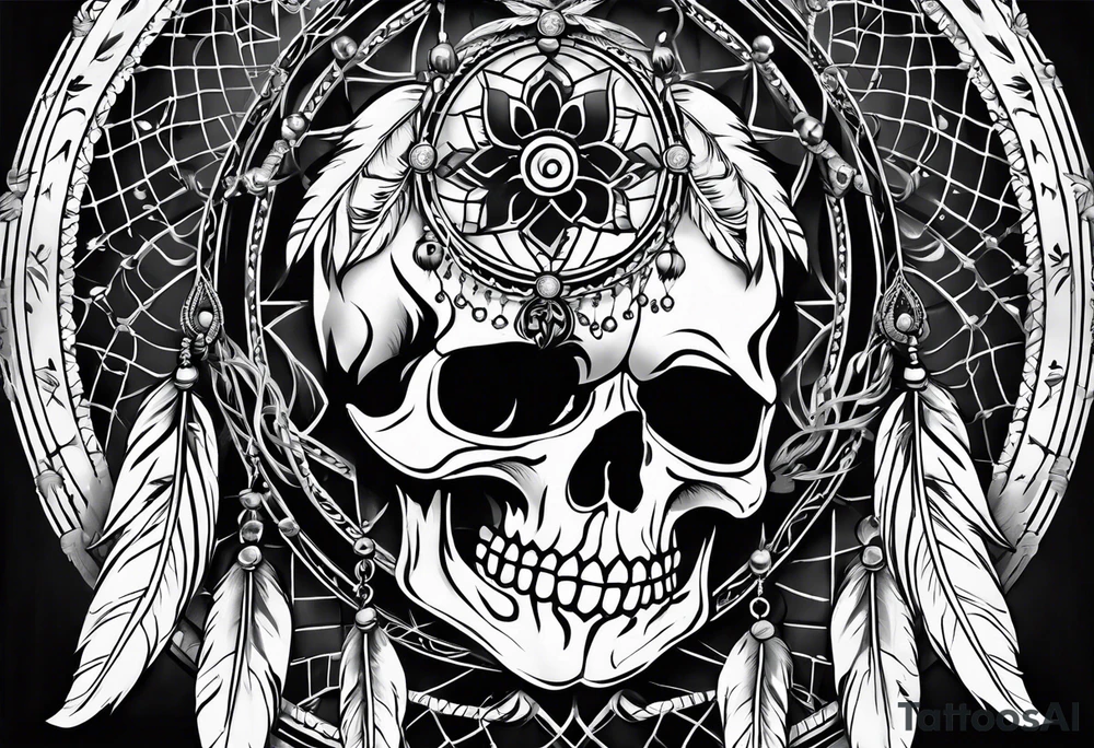 Dream catcher with multiple skulls tattoo idea Dream catcher with multiple skulls tattoo idea