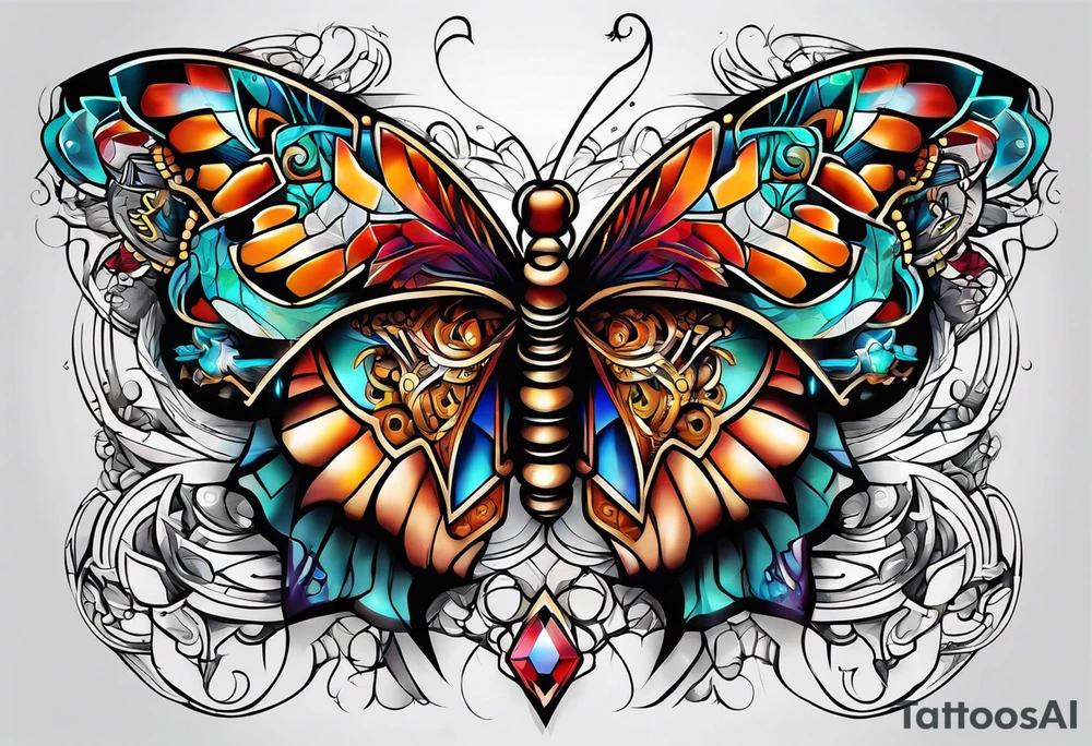 Blend organic and circuitry tattoo idea