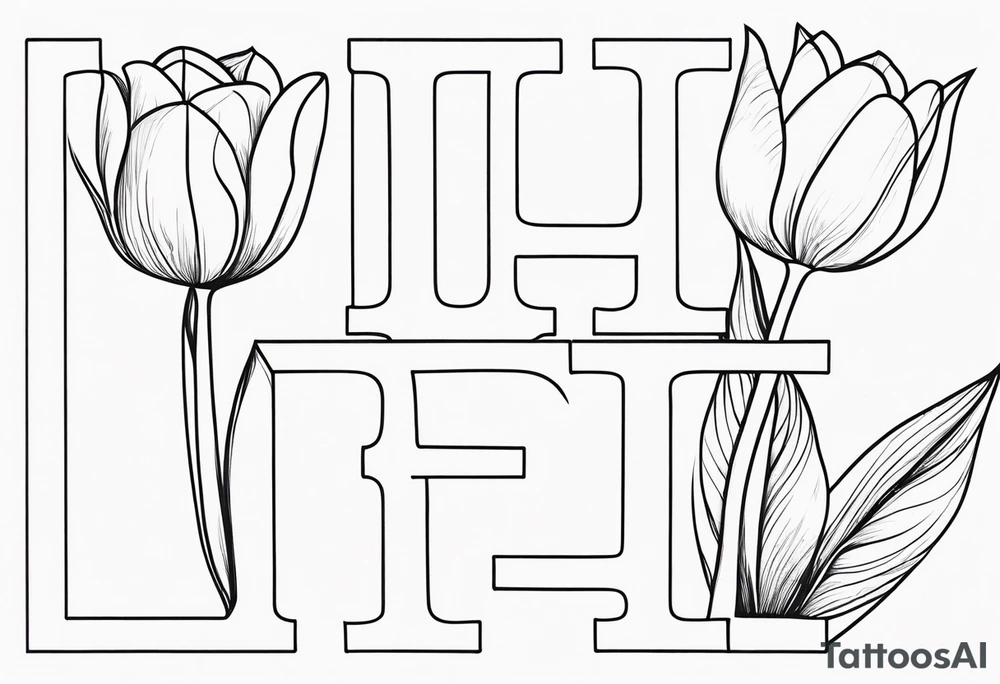 all the letters of the alphabet in one line with three tulips tattoo idea