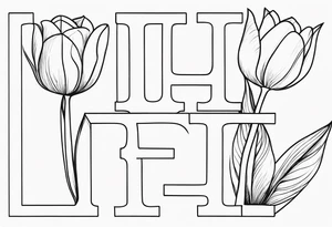 all the letters of the alphabet in one line with three tulips tattoo idea