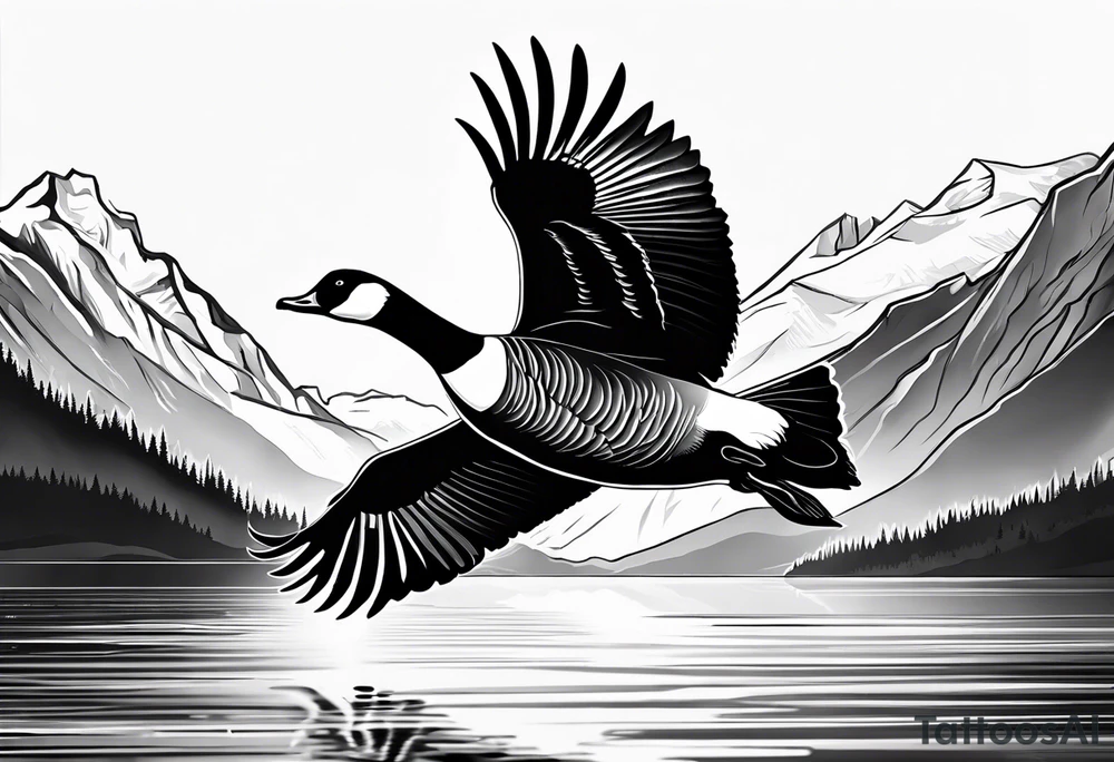 flying canadian goose tattoo idea