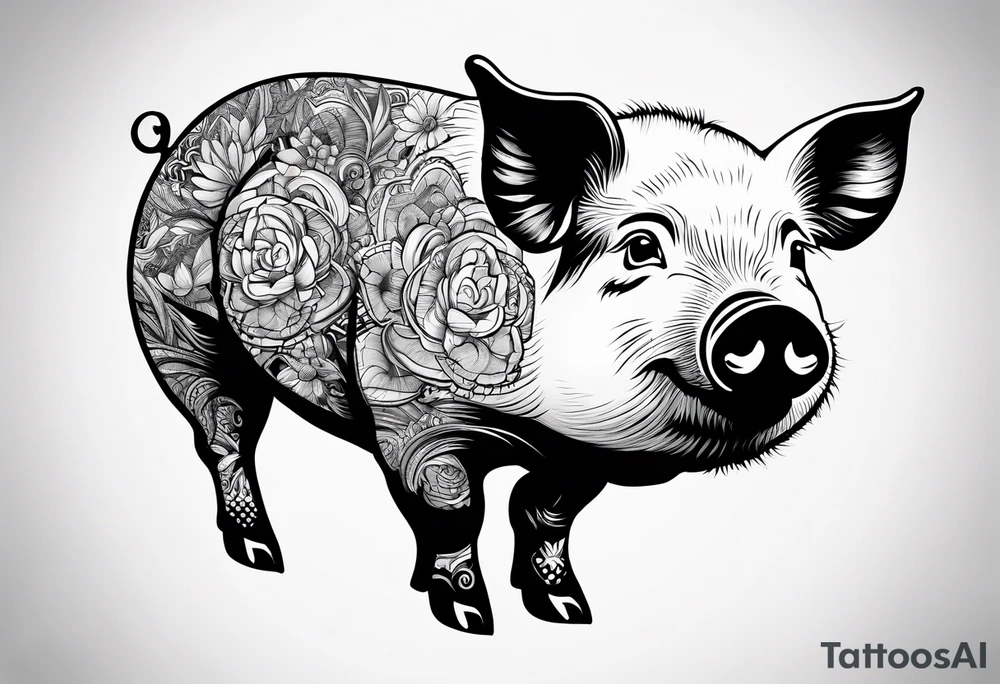 cute pig or piglet.
with text: "friends not food" tattoo idea