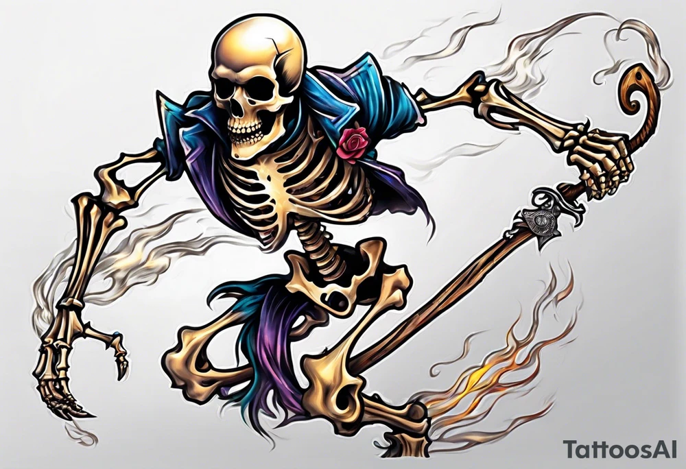 skeleton running from the world tattoo idea