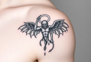 Lucifer’s fall to hell with his wings and halo fallen off tattoo idea