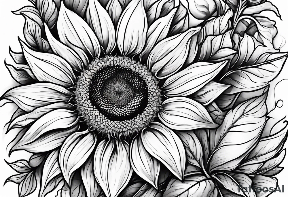 sketch sunflower gentle tattoo idea