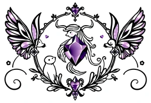 Zodiac sign Aquarius amethyst birthstone mother of 3 girls loves animals tattoo idea