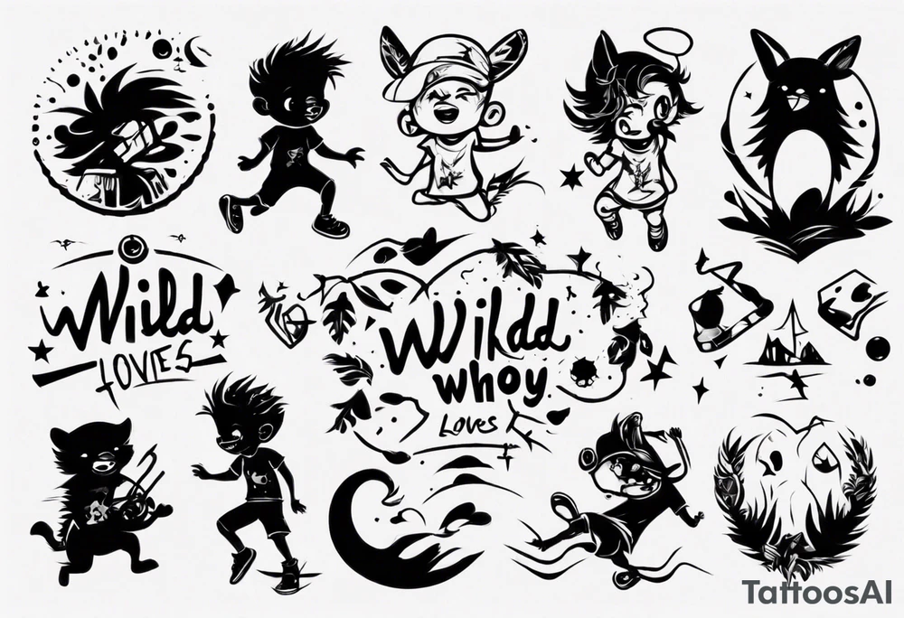 Wild kid who loves to play and jump tattoo idea