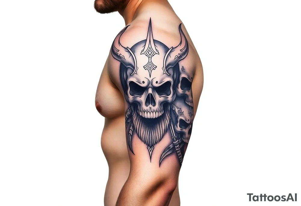 Tribal, skulls, viking, music tattoo idea