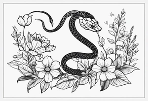 Snakes and wild flower tattoo idea