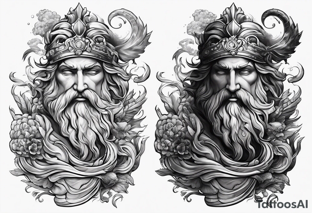 Poseidon mit beetenden Händen tattoo idea