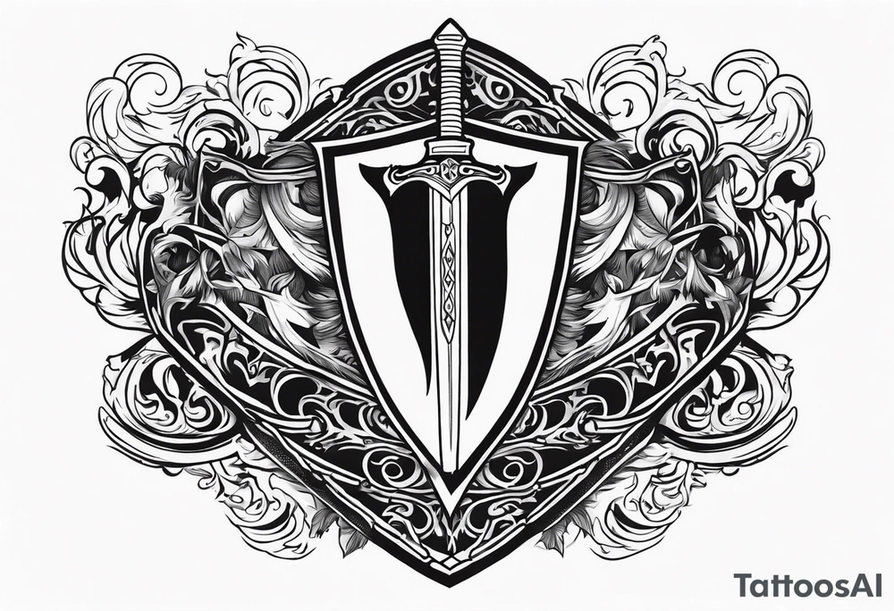 valhalla sword shield funeral on fire tattoo idea