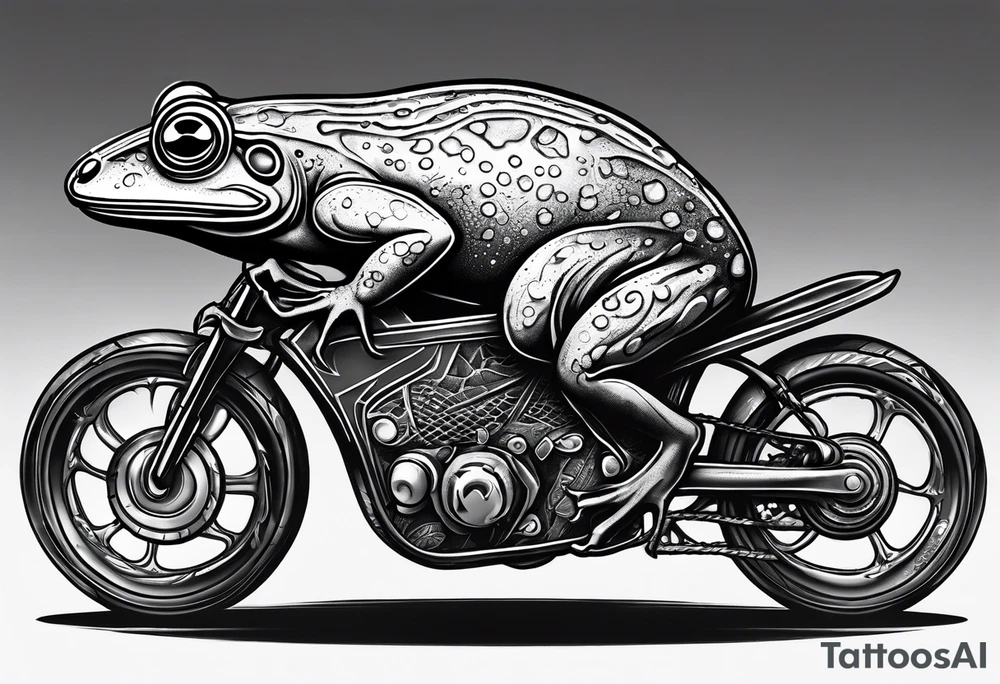 Frog riding rat, battle, illustrative tattoo idea