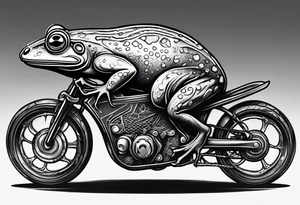 Frog riding rat, battle, illustrative tattoo idea