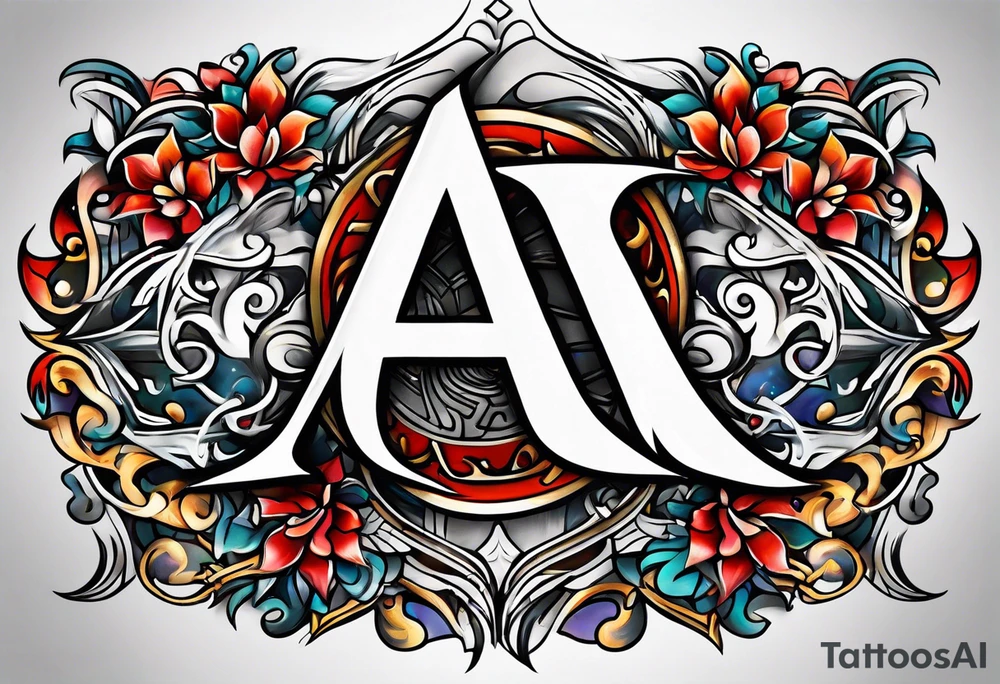 the letters A and R tattoo idea