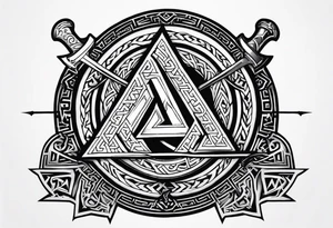 Valhalla shield valknut sword axe tattoo idea