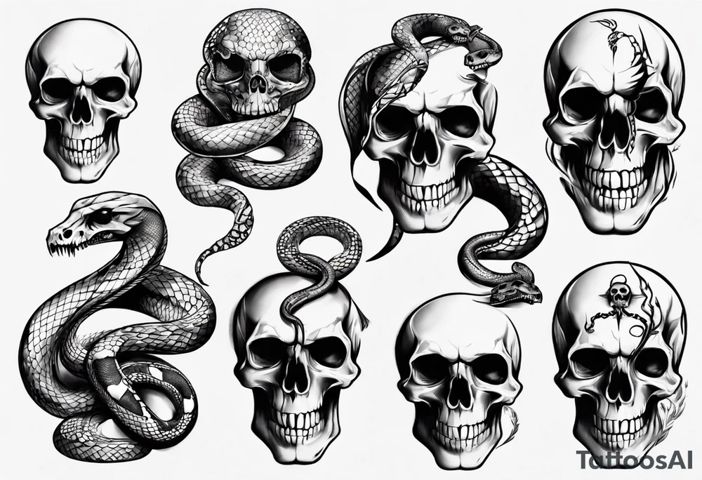 snake with skull tattoo idea