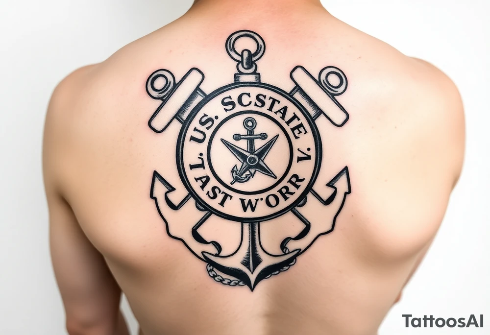US Coast Guard auxiliary using a compass and anchor and rope tattoo idea