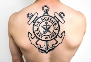 US Coast Guard auxiliary using a compass and anchor and rope tattoo idea