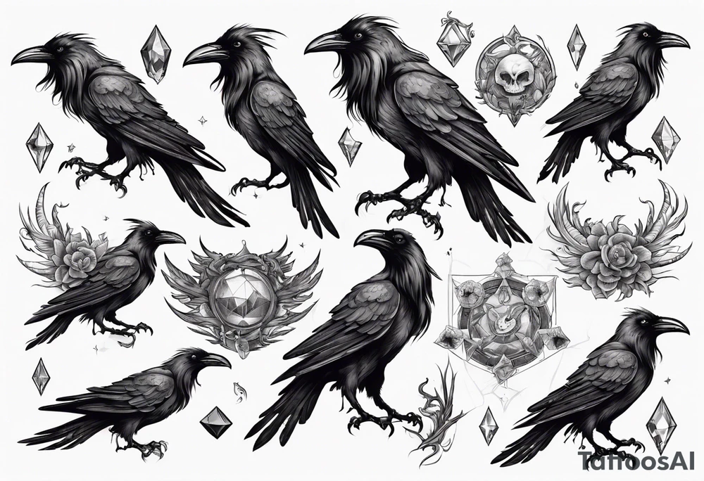 The Demon Raven Stolas, a Prince of Hell who is obsessed with gems, knowledge of astrology and poisonous plants. tattoo idea