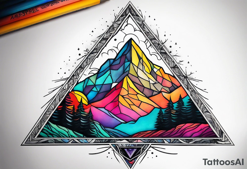 triangle shape trees mountain tattoo idea