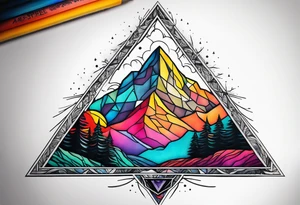 triangle shape trees mountain tattoo idea