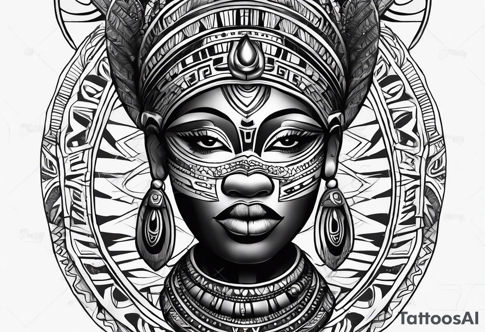 african, tribal mask, face portrait tattoo idea