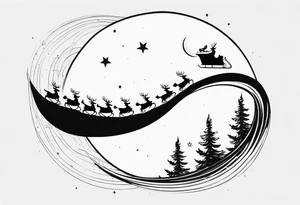 Santa flying across the moon with his sleigh tattoo idea