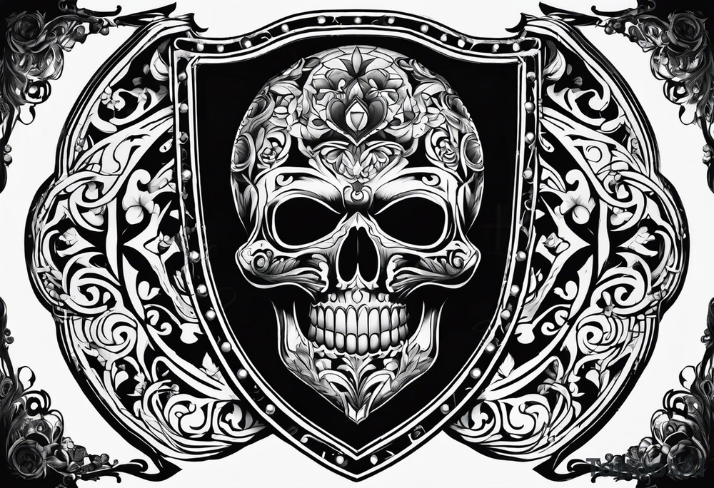shadows of the dead inside a shield shape tattoo idea