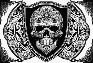 shadows of the dead inside a shield shape tattoo idea