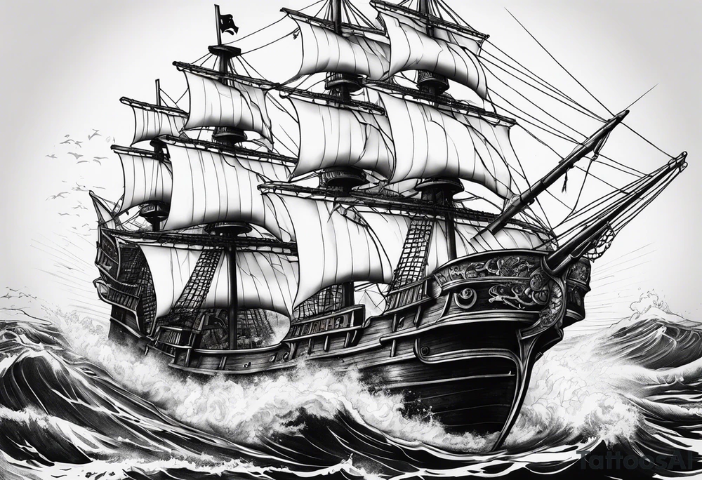 Pirate ship breaking in half tattoo idea