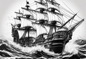 Pirate ship breaking in half tattoo idea