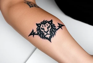 Fancy style "leo"  birth
 sign lion tattoo idea