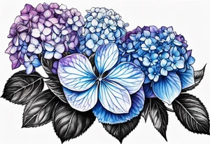 Blue and purple hydrangea flowers tattoo idea