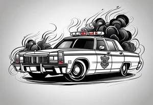 Police car on fire tattoo idea