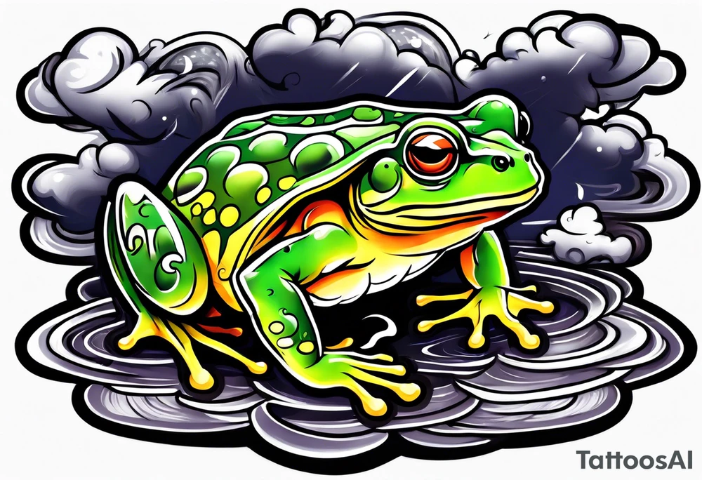A toad in a thunderstorm tattoo idea