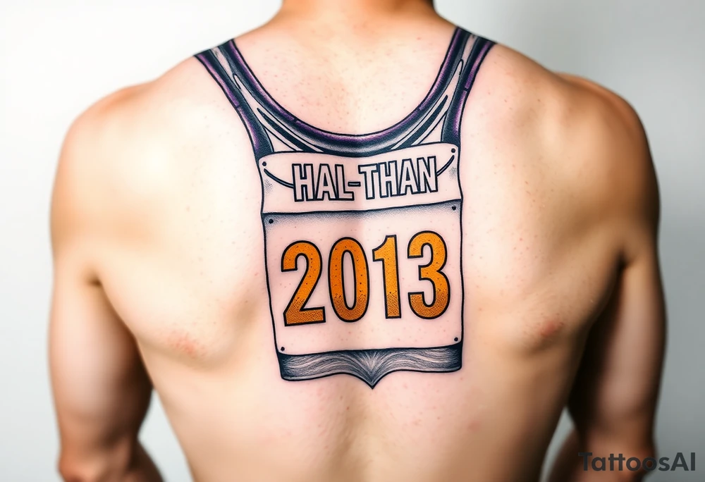 Half marathon bib 2013 purple and gold tattoo idea