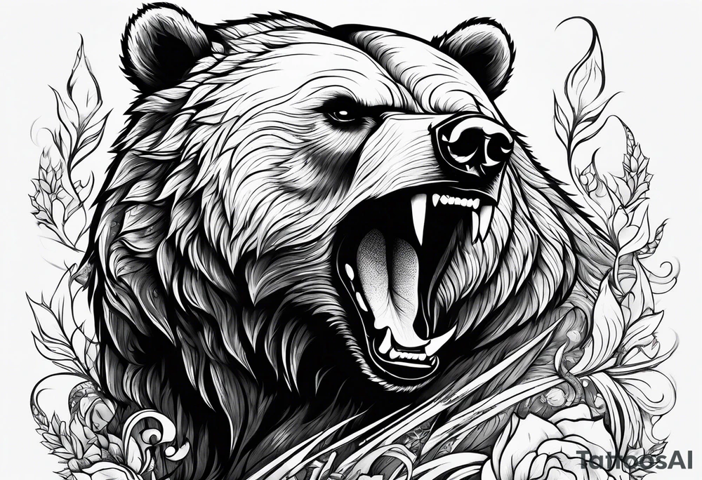 angry bear tattoo idea