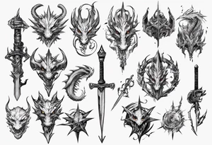anime dragons weapons video games tattoo idea
