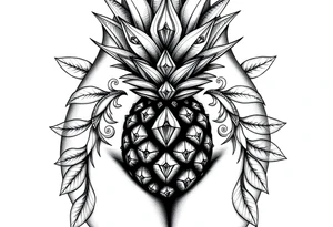 Pubic area vagina and anus using a  pineapple with diamonds, magestic, crown, tattoo idea