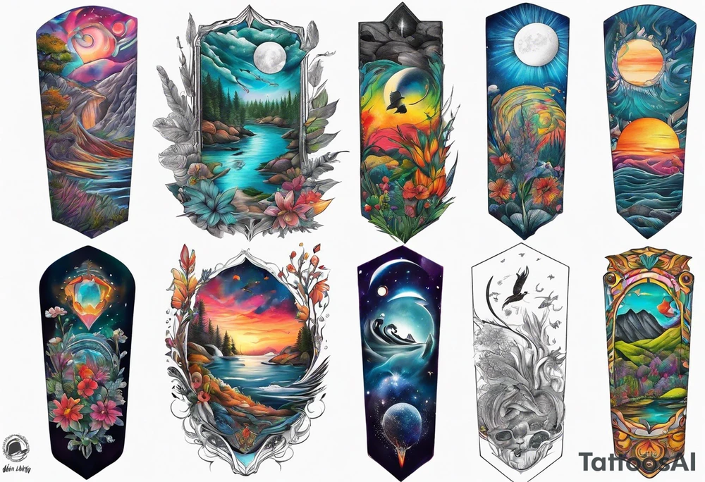 Nature themed full sleeve tattoo idea