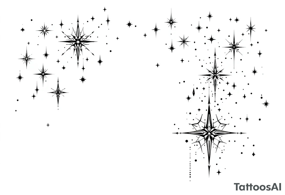 Small stars and tears background tattoo idea