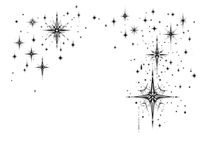 Small stars and tears background tattoo idea