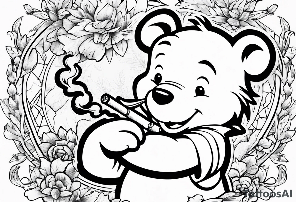 Winnie Pooh smoking joint tattoo idea