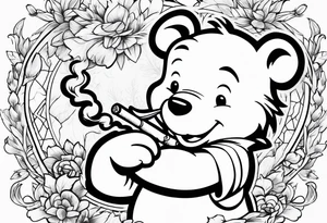 Winnie Pooh smoking joint tattoo idea