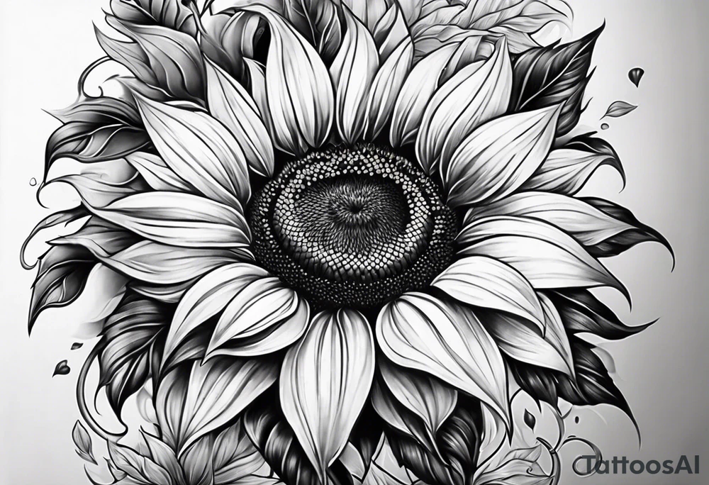 Sunflower leg sleeve tattoo idea