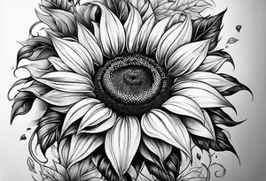 Sunflower leg sleeve tattoo idea